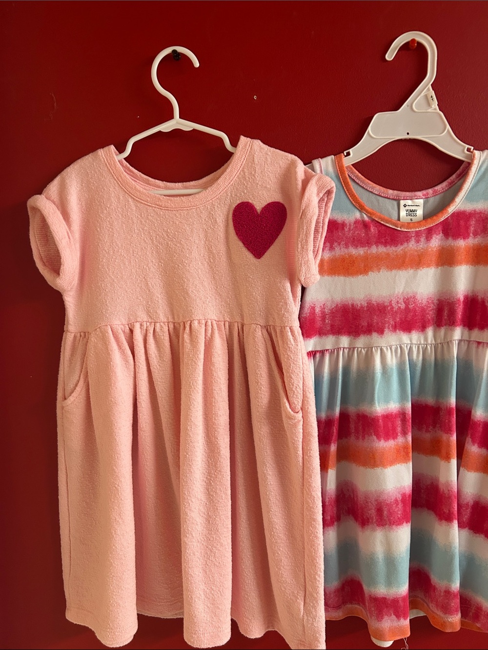 Soft Pink Heart Cat & Jack Terry Dress for Kids - tank dress size 5t